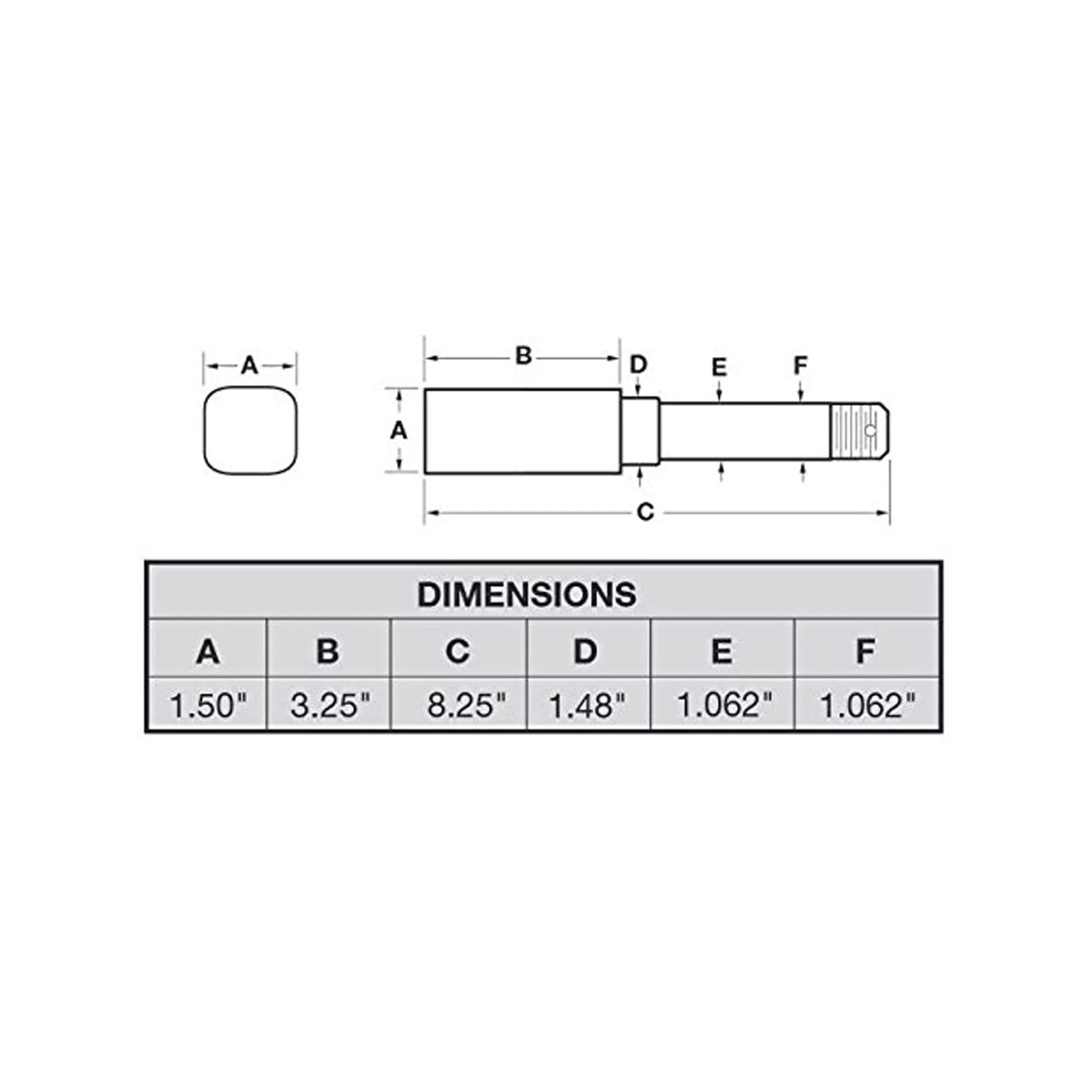 Sizequare Sizetock - Trailer Axle Sizepindle For 1-1/16 Inch I.D. Bearings
