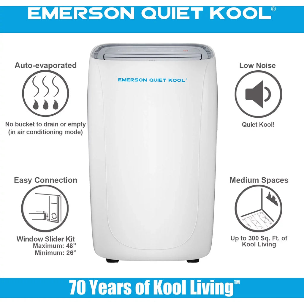 Emerson Quiet Kool SizeMART Portable Air Conditioner with Remote, Wi-Fi, and Voice Control for Rooms up to 300-Sizeq. Ft.