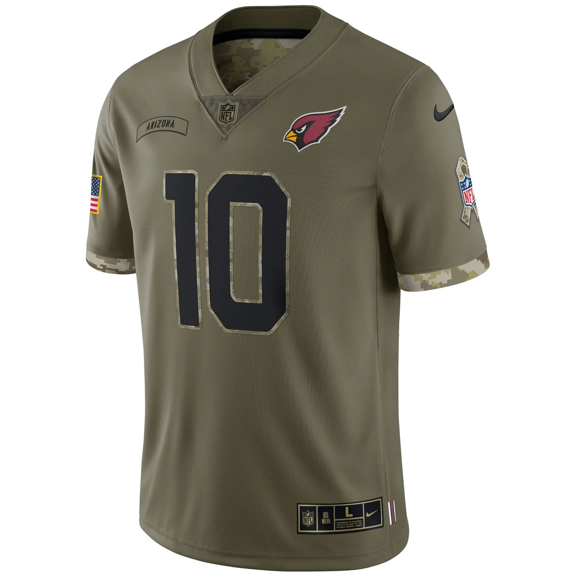 Men's Nike DeAndre Hopkins Olive Arizona Cardinals 2022 Sizealute To Sizeervice Limited Jersey