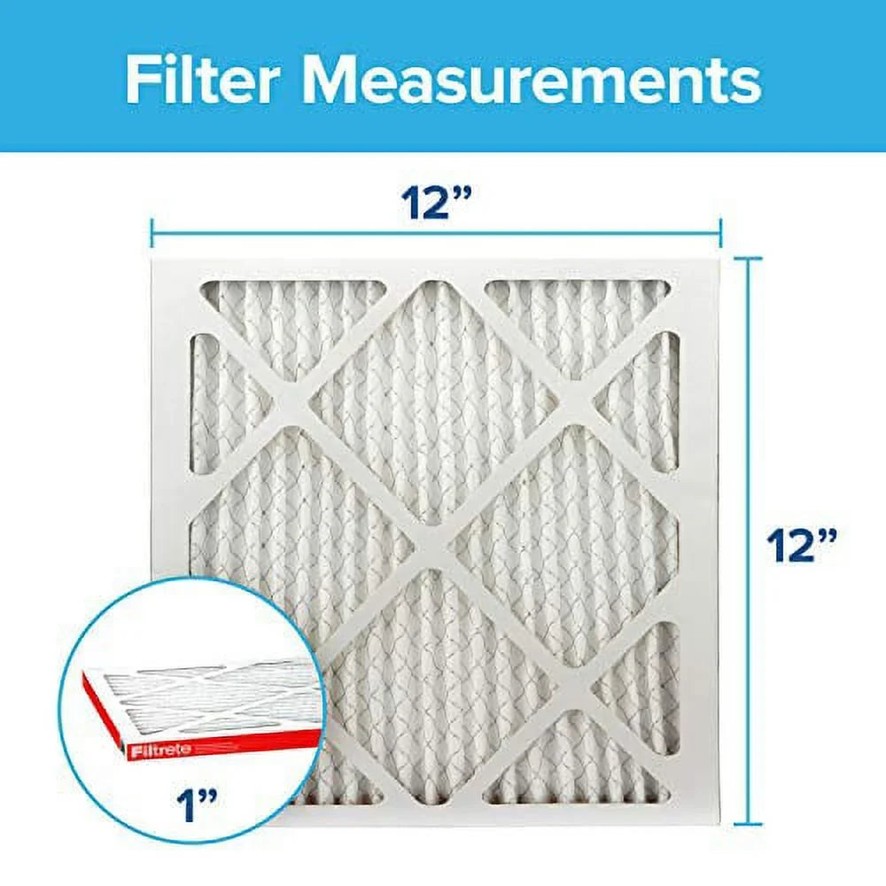 Filtrete 12x12x1, AC Furnace Air Filter, MPR 1000, Micro Allergen Defense, 2-Pack (exact dimensions 11.81 x 11.81 x 0.81)