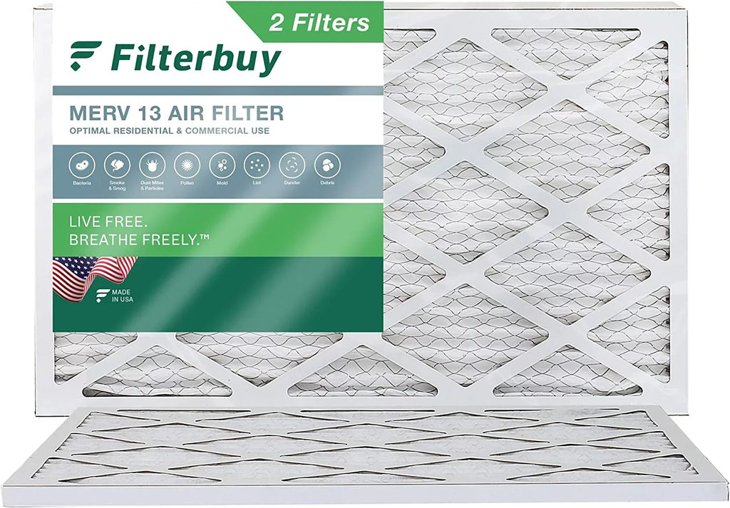 Filterbuy 12x30x1 MERV 13 Pleated HVAC AC Furnace Air Filters (2-Pack)