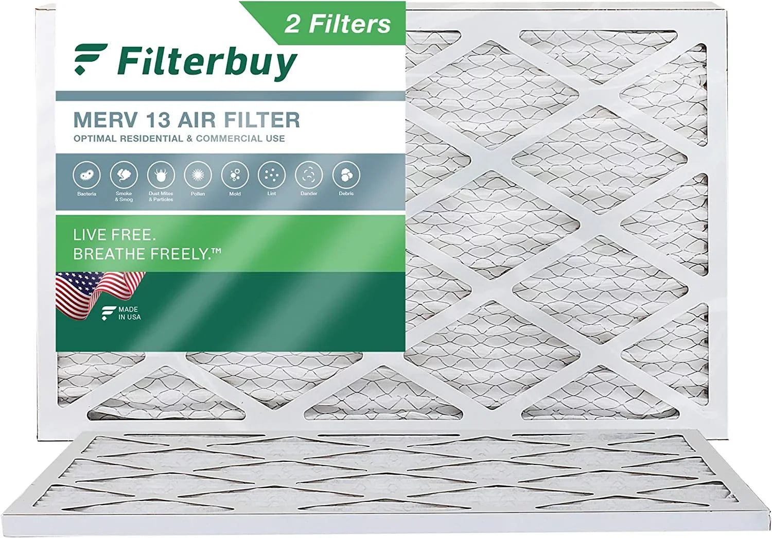 Filterbuy 12x30x1 MERV 13 Pleated HVAC AC Furnace Air Filters (2-Pack)