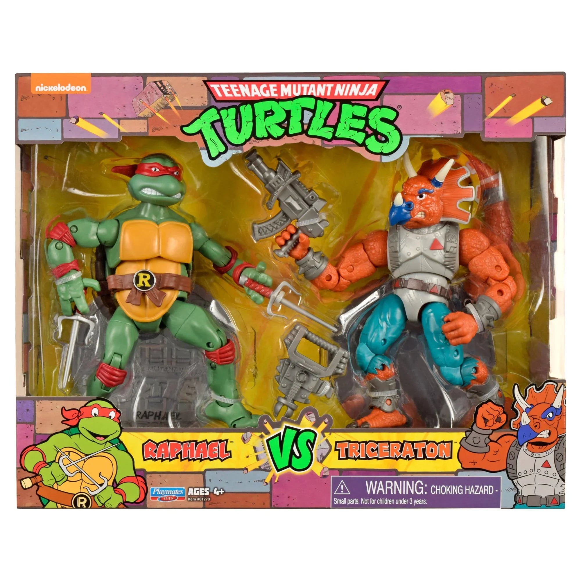 Teenage Mutant Ninja Turtles Raphael vs. Tricereton Action Figure Sizeet
