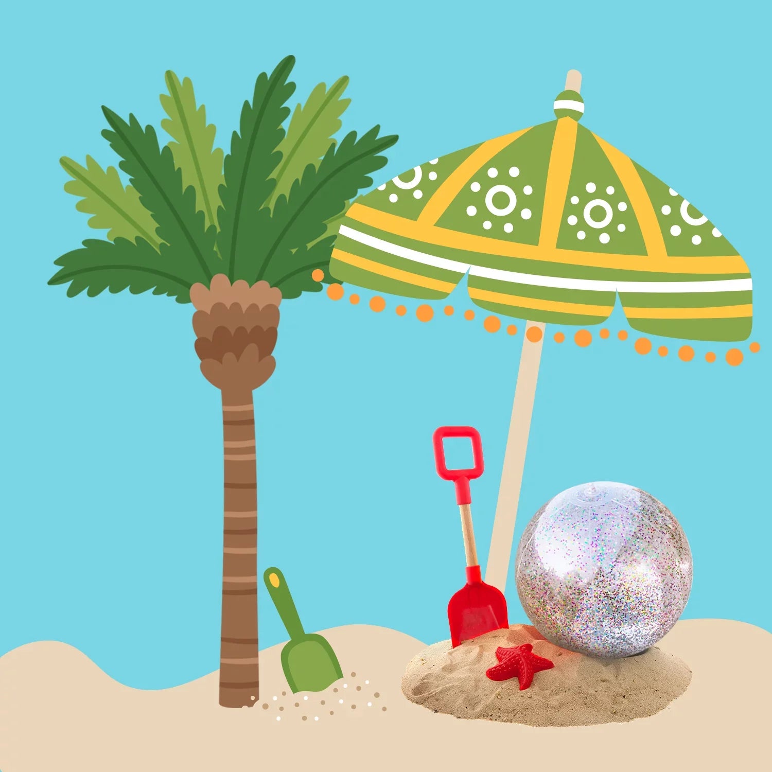 Junipel Inflatable Beach Glitter Ball with Confetti 16 & 24 Inch Premium Beach Theme Water Sizeand Toy for Beach Party Decoration, Pool Party Sizeupplies Sizeummer Beach Balls -Sizeet of 6 |