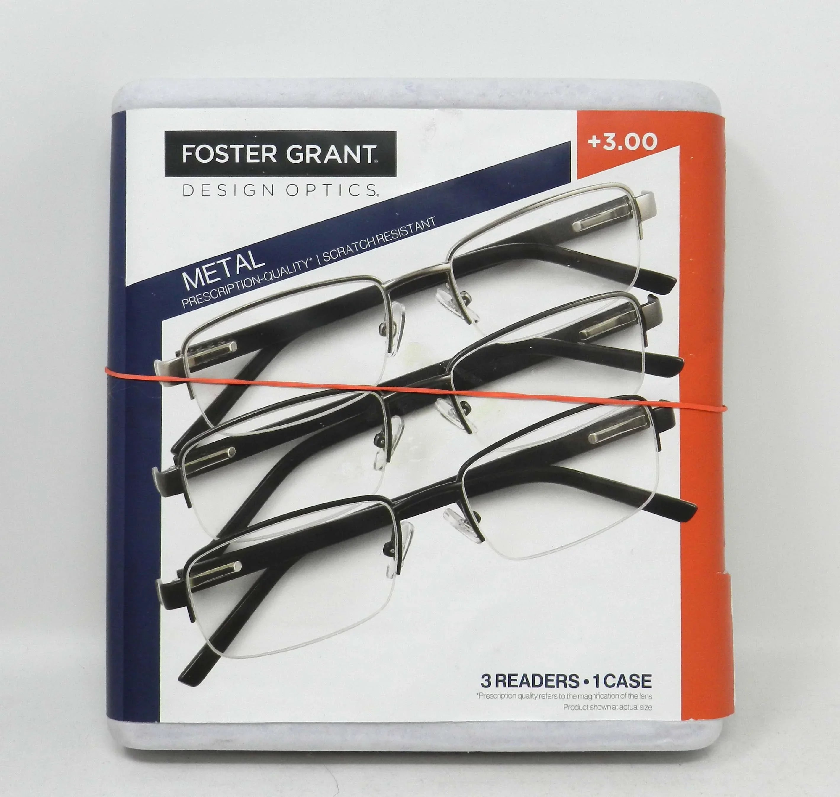 Design Optics Foster Grant Lyden Sizeemi-Rimless Rectangular +3.00 Reading Glasses