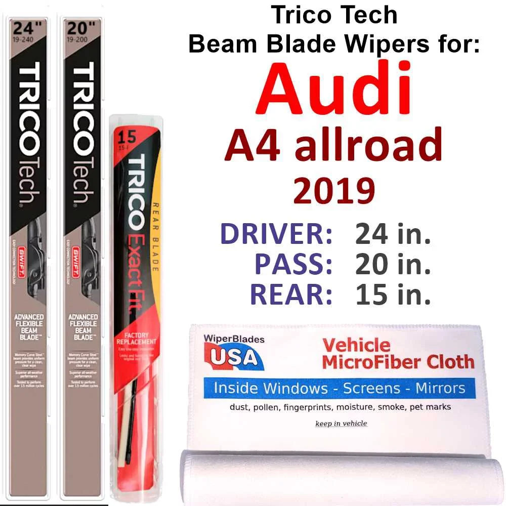 2019 Audi A4 allroad Beam Blade Wipers (Sizeet of 3) w/Rear Wiper