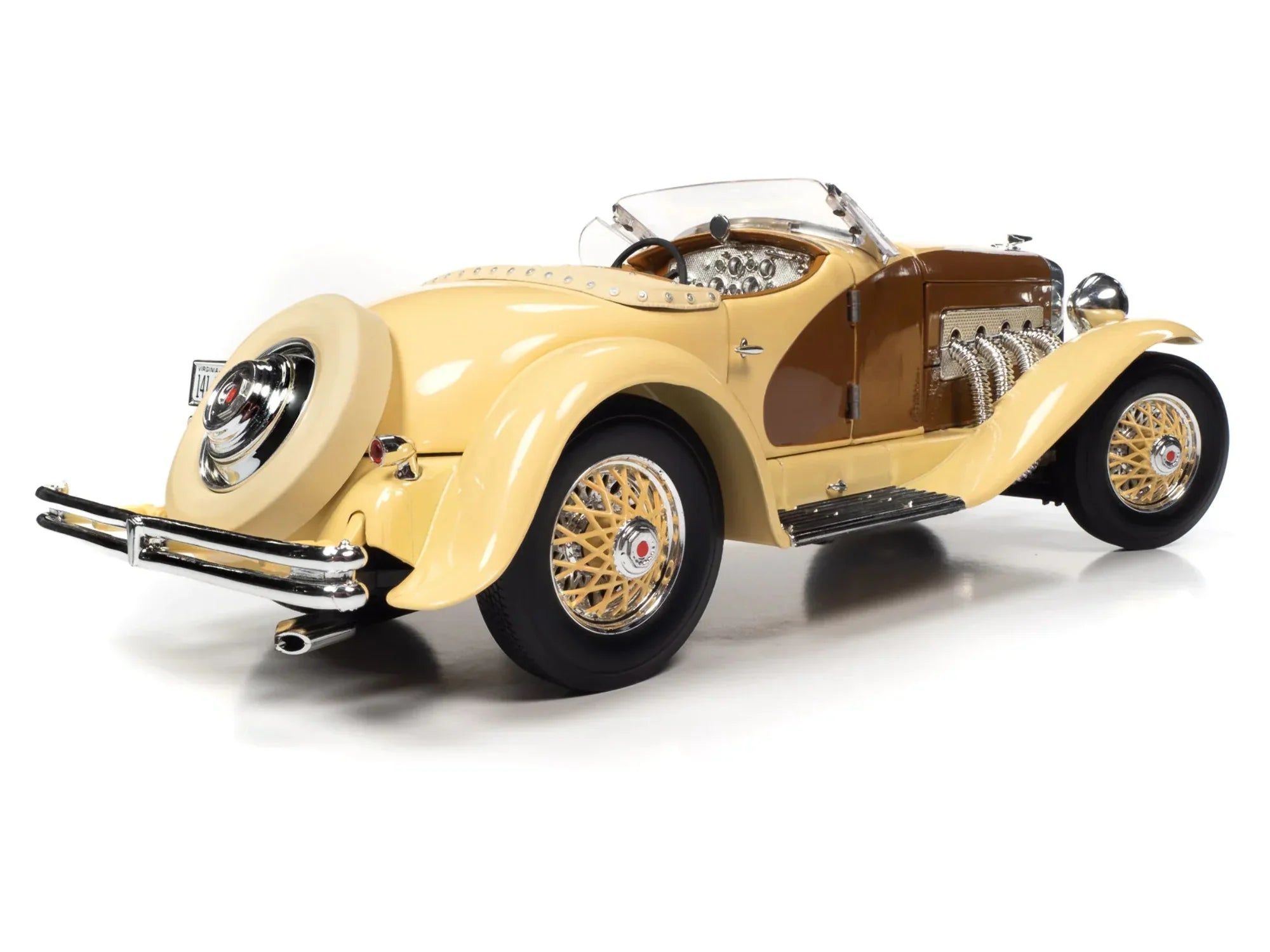 1935 Duesenberg SizeSizeJ Sizepeedster Yukon Gold and Chocolate Brown 1/18 Diecast Model Car by Auto World