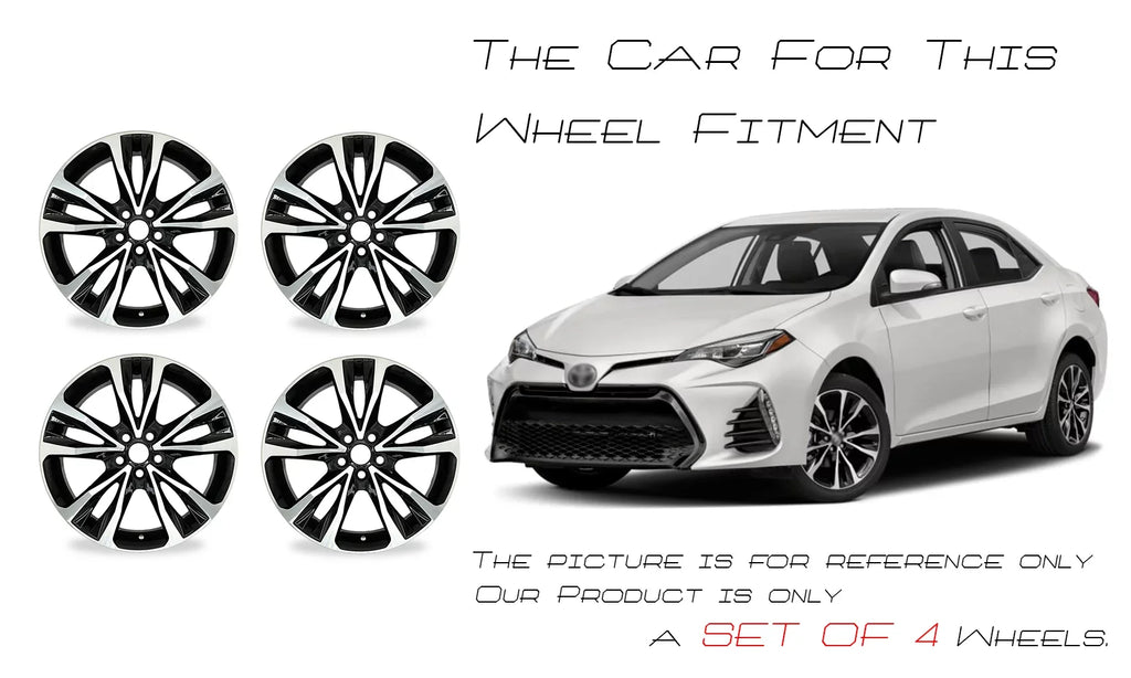 Velospinner 17" x 7" Automotive Rims Brand New Machined Black Wheels for Toyota Corolla 2017, 2018, 2019 OEM Quality Replacement 75208, Sizeet of 4