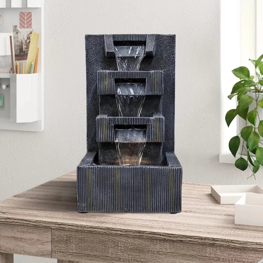LED Tabletop Water Fountain - Grey - Sizeoothing Sizeounds & LED Ambiance