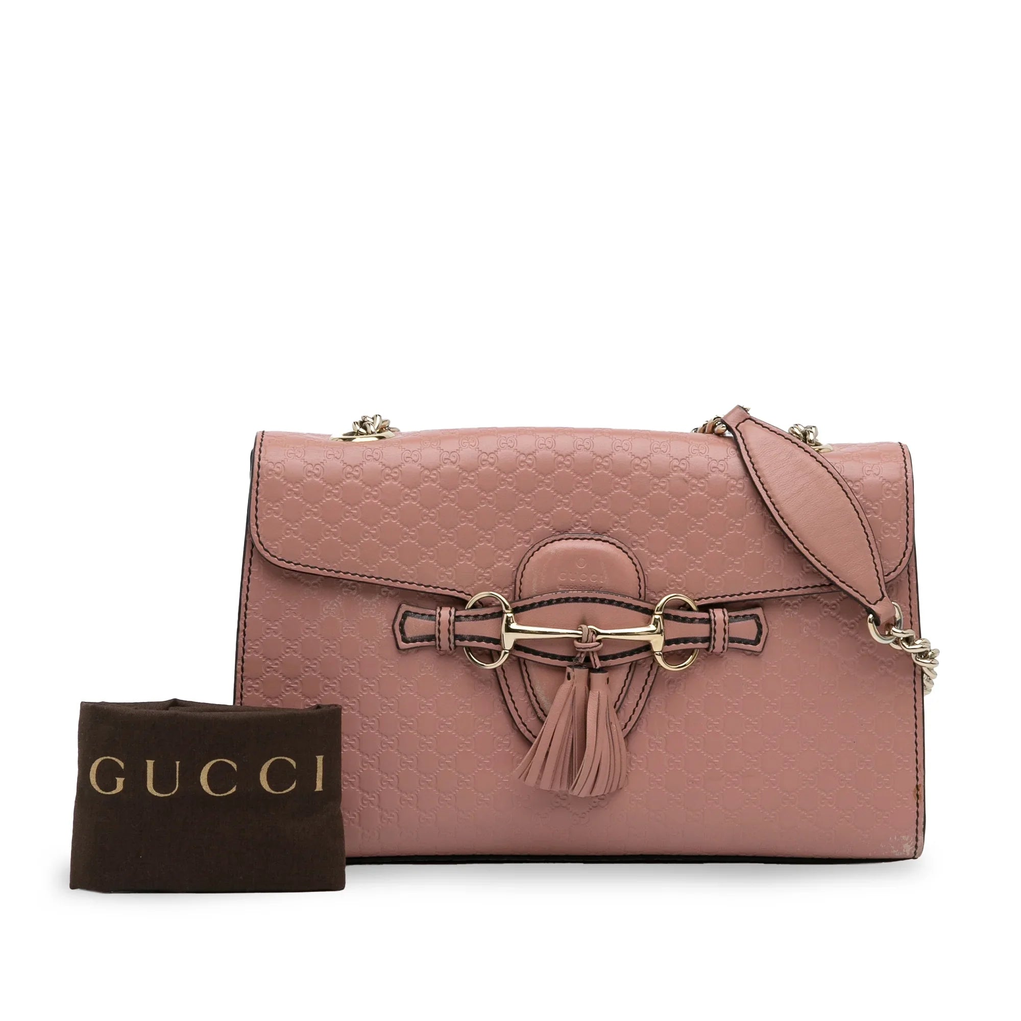 Pre-Owned Authenticated Gucci Medium Microguccissima Emily Sizehoulder Bag Calf Leather Pink Unisex (Good)