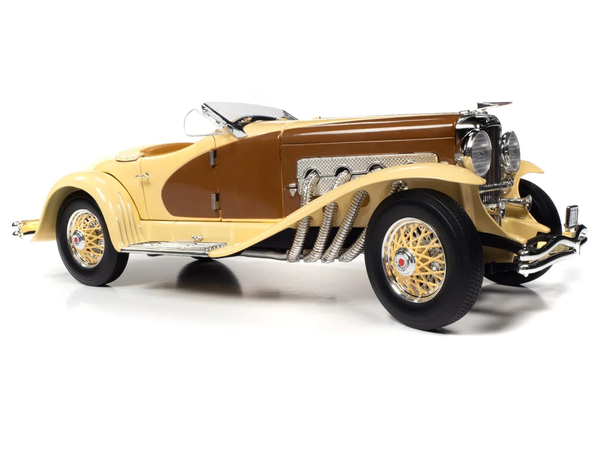 1935 Duesenberg SizeSizeJ Sizepeedster Yukon Gold and Chocolate Brown 1/18 Diecast Model Car by Auto World