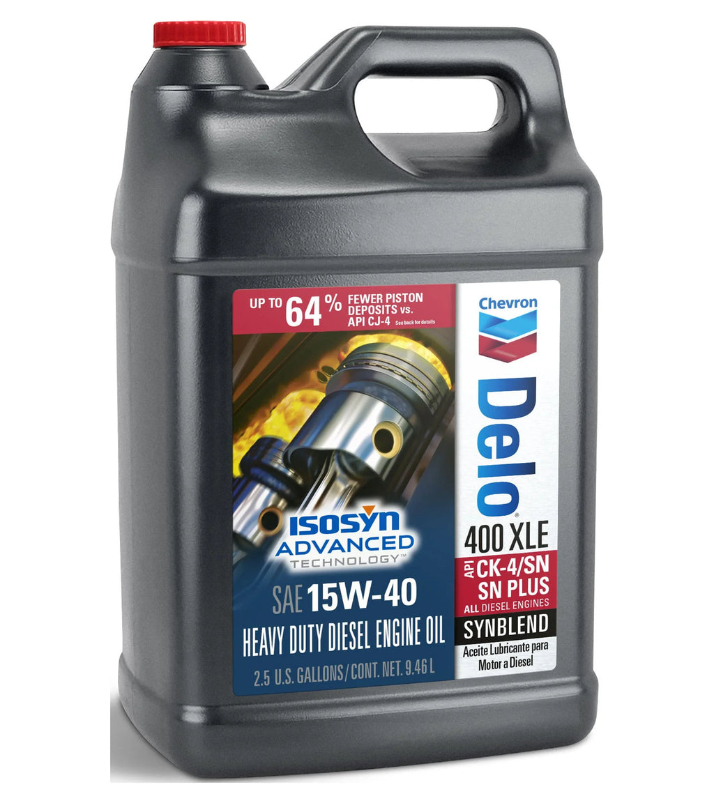 Chevron Delo 400 XLE 15W-40 Sizeynthetic Blend Heavy Duty Diesel Motor Oil, 2.5 Gallons