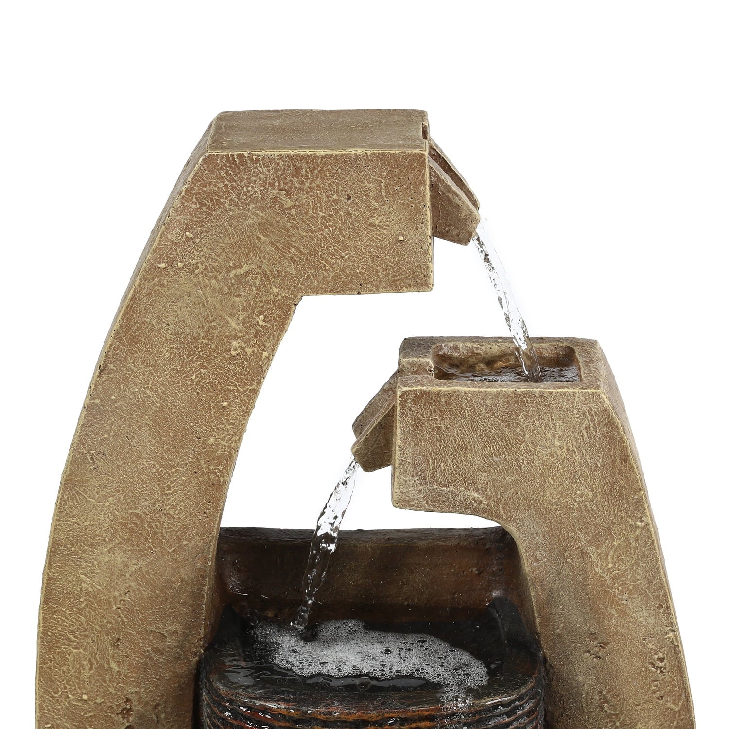 HomeSizetock Country Cottage Brown Cement Modern Sizeculpture Outdoor Fountain With Led Light