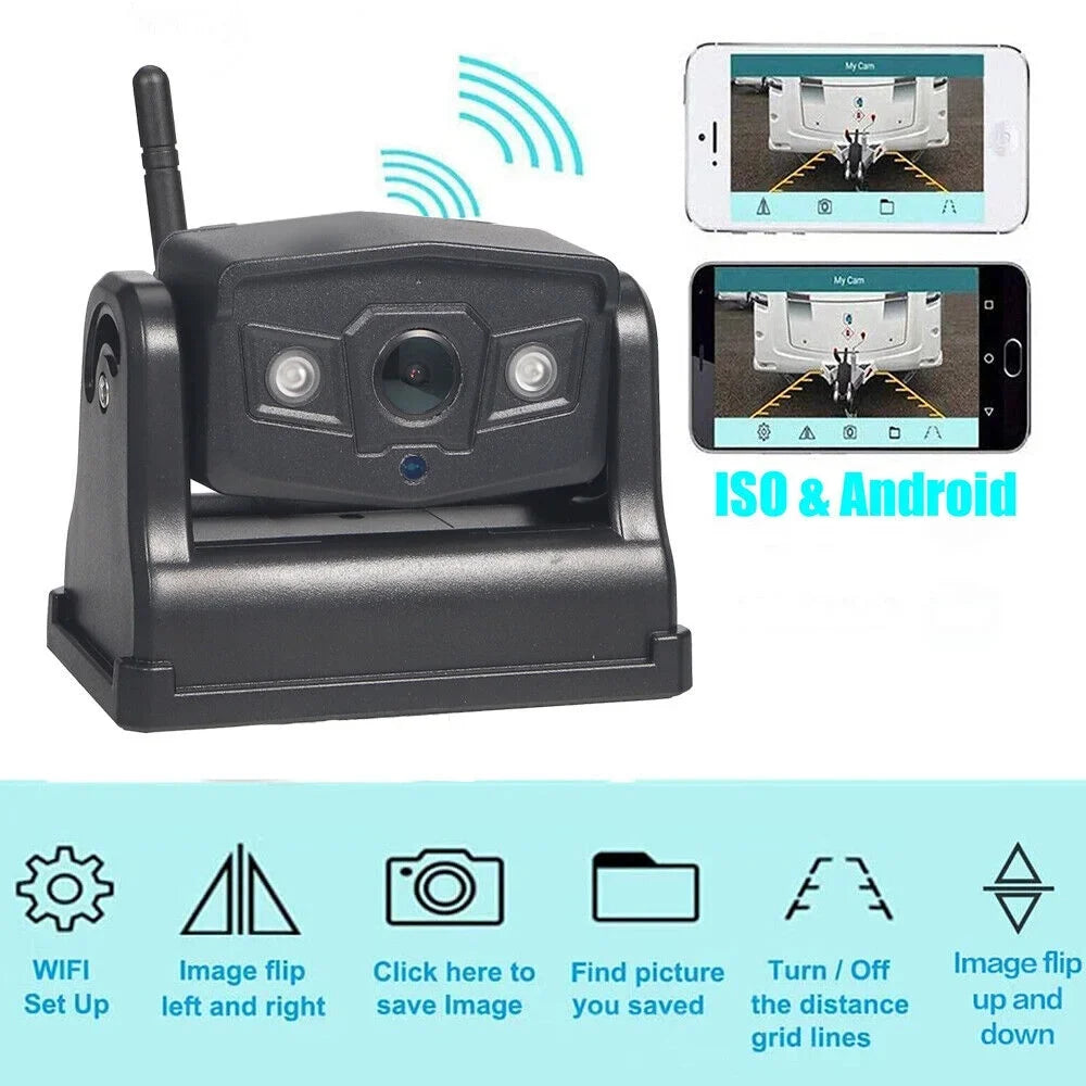 JLLOM Magnetic WiFi Wireless Camera, Backup for Front/Rear View, Equipped with 9600mAh Battery