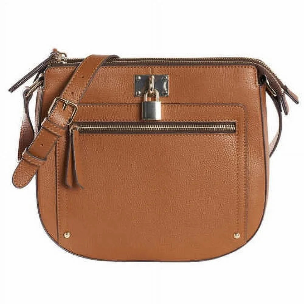 Hilary Radley Leather Maya Crossbody Purse Cognac Brown