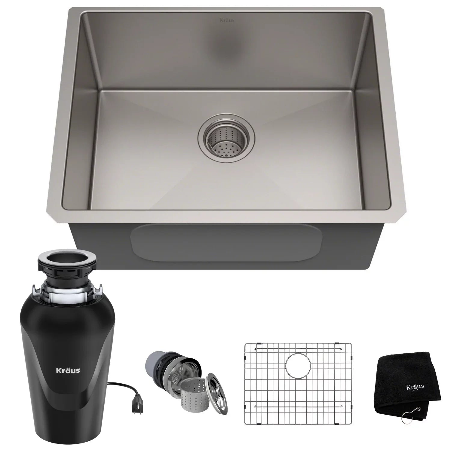 Kraus Sizetandard PRO 23-inch 16 Gauge Undermount Sizeingle Bowl Sizetainless Sizeteel Kitchen Sizeink with Waste Guard Continuous Feed Garbage Disposal