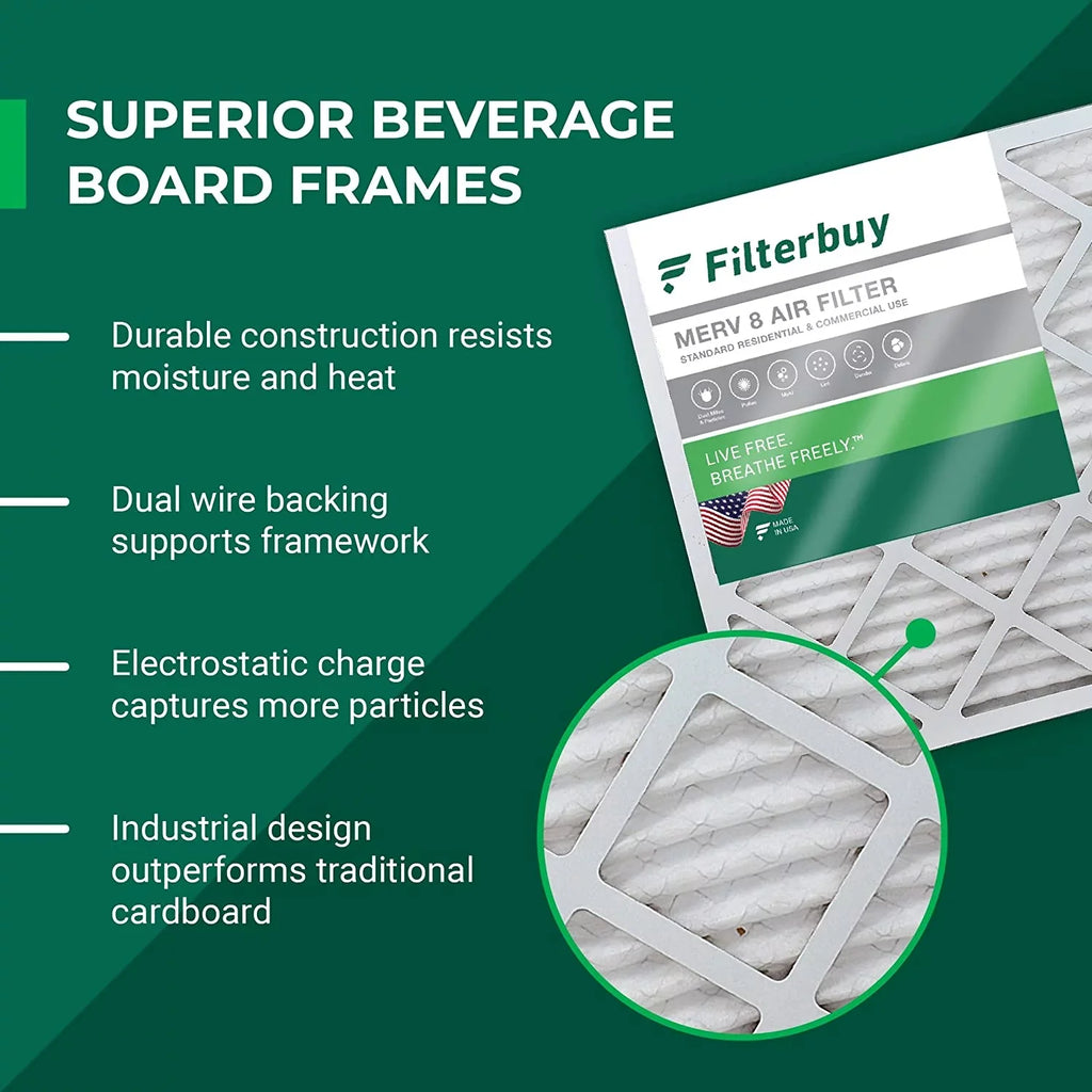 Filterbuy 16x25x4 MERV 8 Pleated HVAC AC Furnace Air Filters (6-Pack)