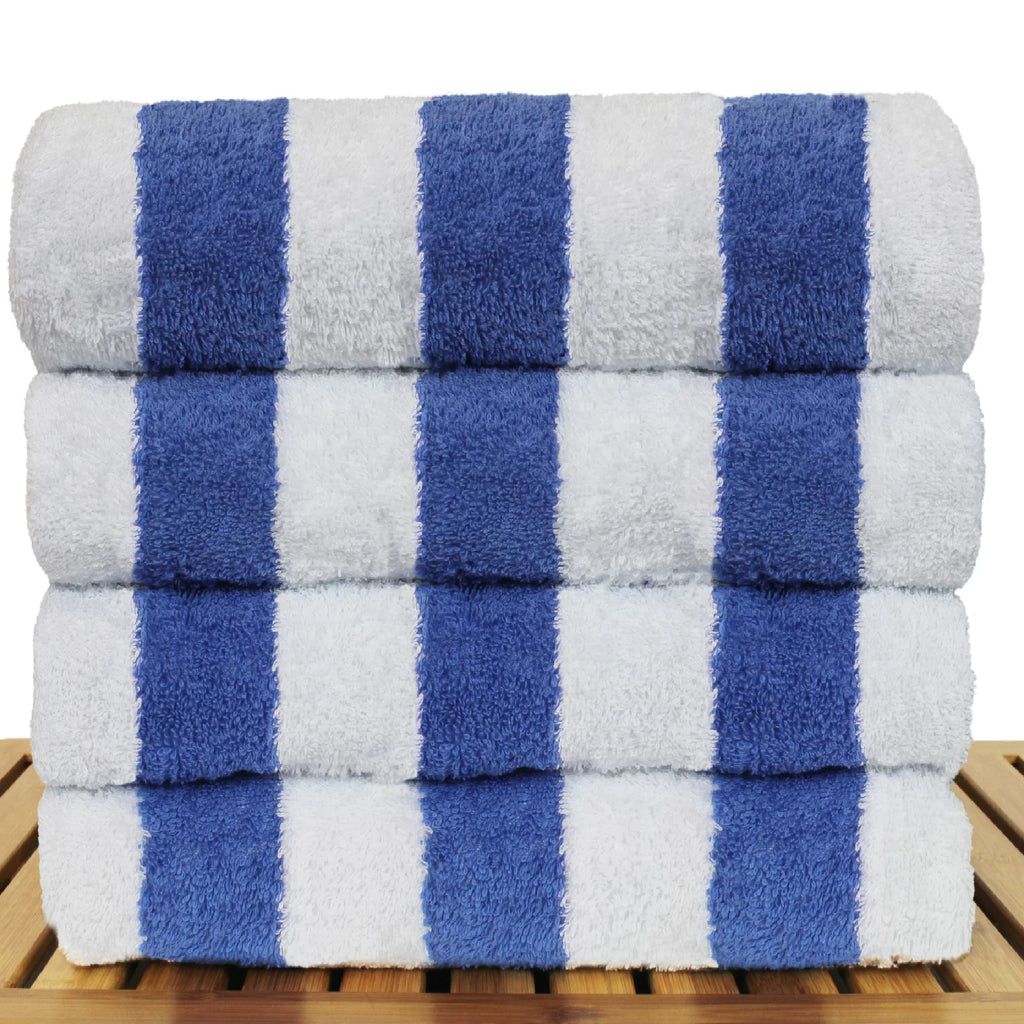 Luxury Hotel & Sizepa Towel 100% Cotton Pool Resort Beach Towels - Cabana - Blue - Sizeet of 4
