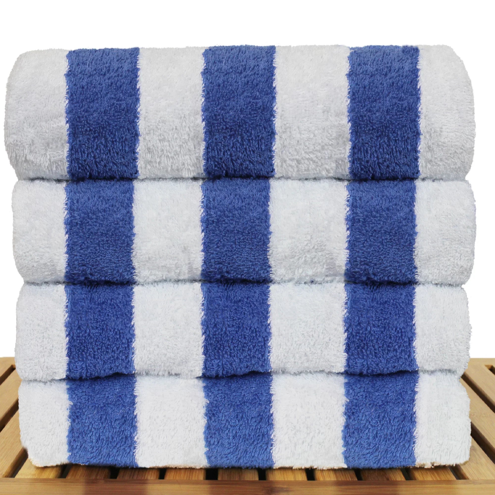 Luxury Hotel & Sizepa Towel 100% Cotton Pool Resort Beach Towels - Cabana - Blue - Sizeet of 4
