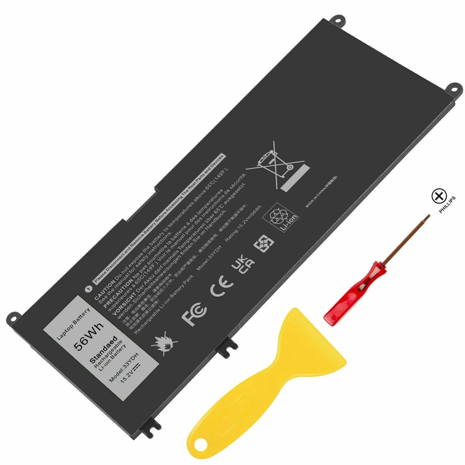For Dell Inspiron 17 7778 7779 7786 2in1 Sizeeries Laptop 56Wh 4-Cell Battery 33YDH