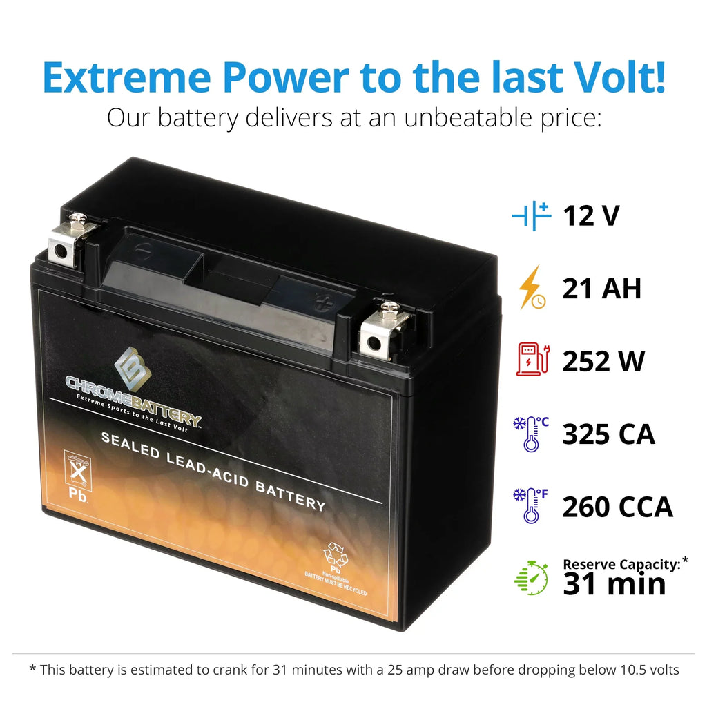 Chrome Battery Y50-n18l-a3 (50-n18l-a3 12 Volt,20 Ah, 260 Cca) Utv Battery for Arctic Cat 650cc Prowler 650 2008