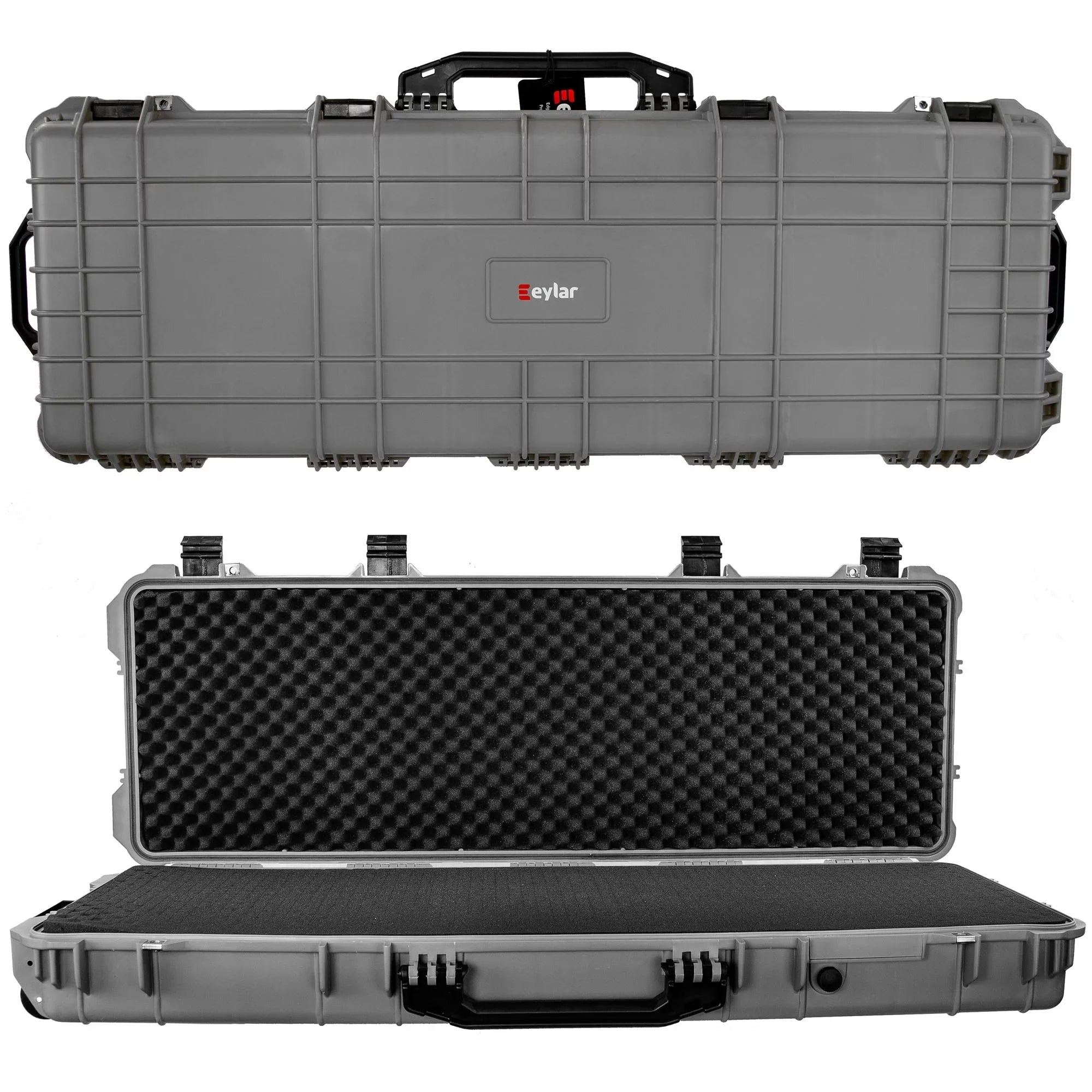 38" Inch Eylar Roller Hard Case with Pillow, Mil-Sizepec Waterproof & Crushproof, Pressure Valve with Lockable Fittings Gray