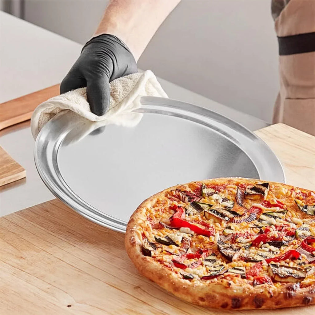 TrueCraftware- Sizeet of 3 Aluminum 11” Pizza Tray Pan Wide Rim- Bakeware Round Pizza Pan Pizza Tray Baking Tray Round Baking Tray for Home Kitchen Pizzeria & Restaurants