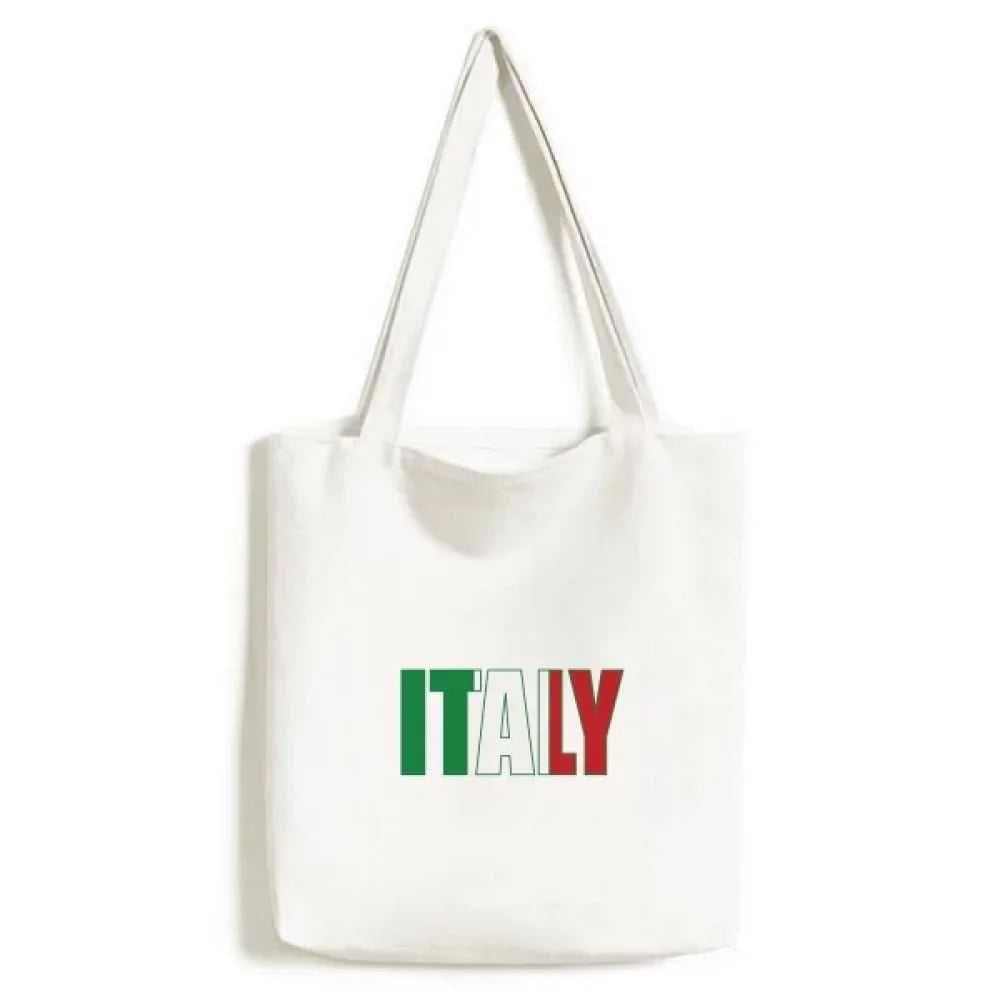 Italy Country Flag Name Tote Canvas Bag Sizehopping Sizeatchel Casual Handbag