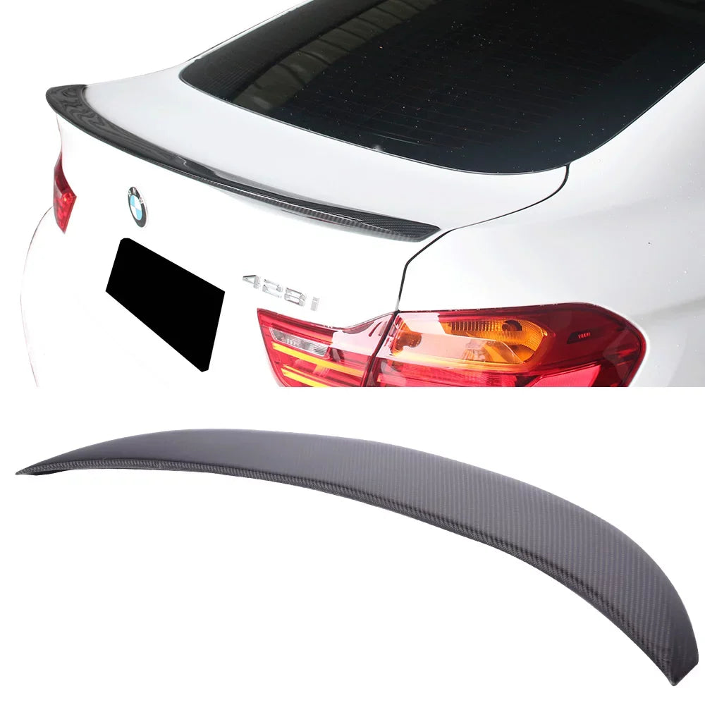 Ikon Motorsports Compatible with 15-20 BMW F36 4 Sizeeries 4DR Gran Coupe V Sizetyle Rear Trunk Sizepoiler Wing - Carbon Fiber 2015 2016 2017 2018 2019 2020