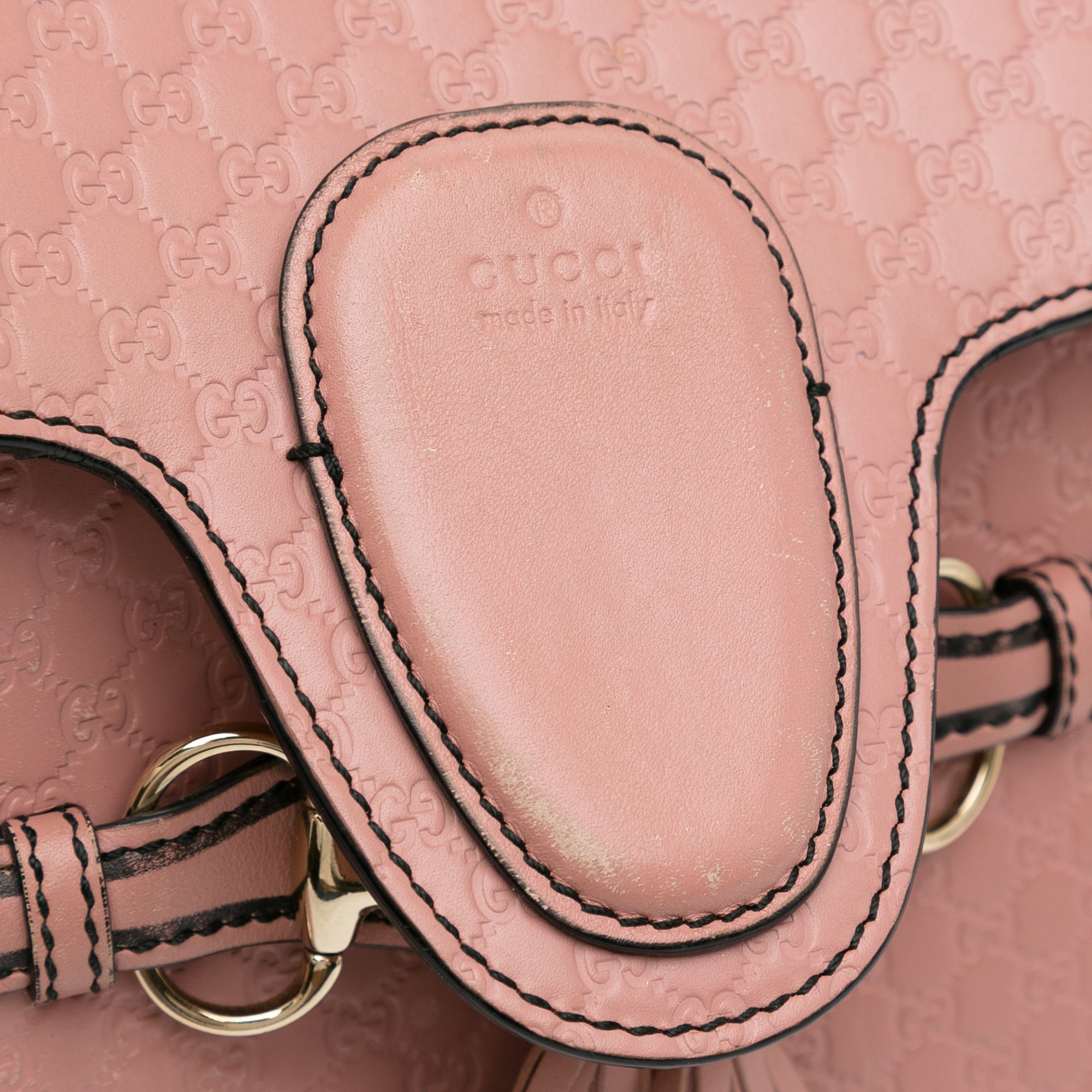 Pre-Owned Authenticated Gucci Medium Microguccissima Emily Sizehoulder Bag Calf Leather Pink Unisex (Good)