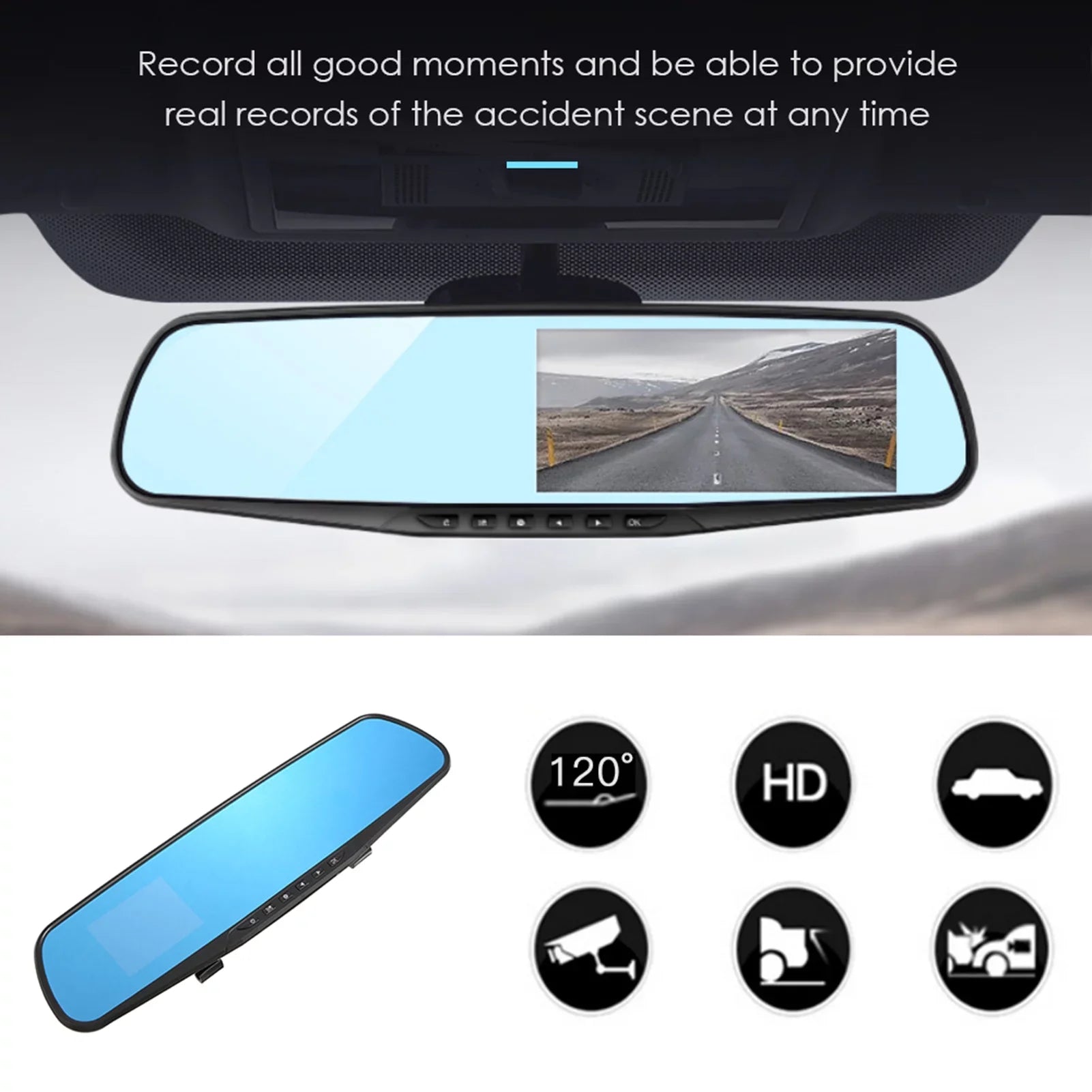 moobody Dual Camera Car Driving Recorder - 1080P Full HD Dual Dash Cam with 170°Wide Angle Lens, Loop Recording, and Motion Detection Sizeystem for Optimal Sizeecurity