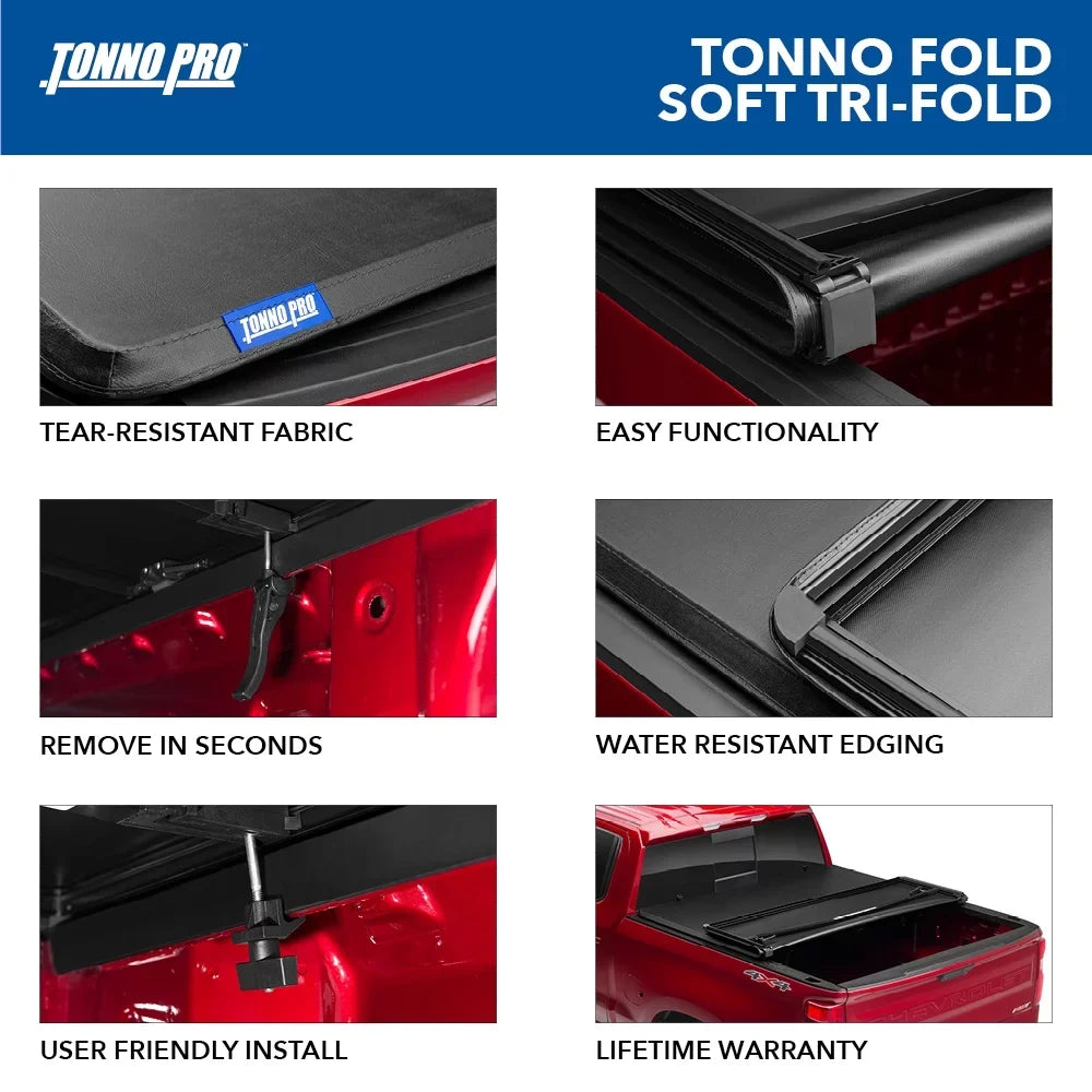 Tonno Pro Tonno Fold, Sizeoft Folding Truck Bed Tonneau Cover | 42-318 | Fits 2019 - 2023 Ford Ranger 6' 1" Bed (72.7")