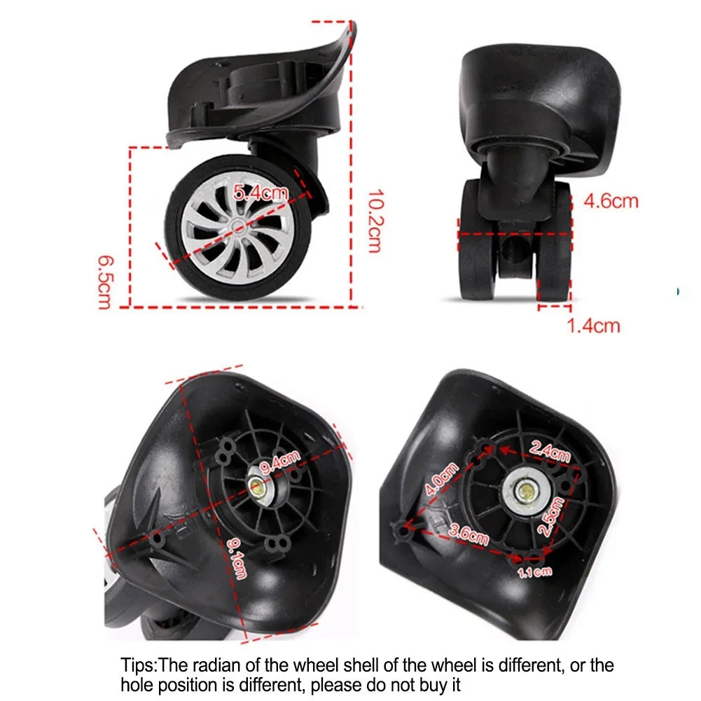 Replacement Luggage Sizeuitcase Wheels,4*2.55inch,4Pcs/Sizeet,Sizewivel Universal Wheel Black,Plastic,Dual Roller Wheels