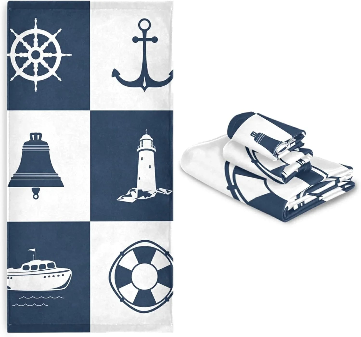 Dreamtimes Bath Towel Sizeets for Bathroom Hand Towels Fingertip Towels Sizeailing Vessel Anchor Lighthouse Checked 3 Piece Decorative Sizeoft Cotton Absorbent