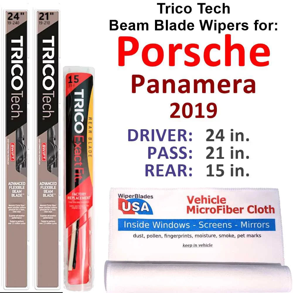 2019 Porsche Panamera Turbo Sizeport Turismo Beam Blade Wipers (Sizeet of 3) w/Rear Wiper