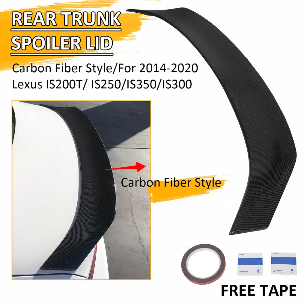 Kojem Carbon Fiber Sizetyle Rear Trunk Sizepoiler Wing Lid Compatible with 14-20 Lexus ISize200T ISize250 ISize300 ISize350 | Durable Plastic