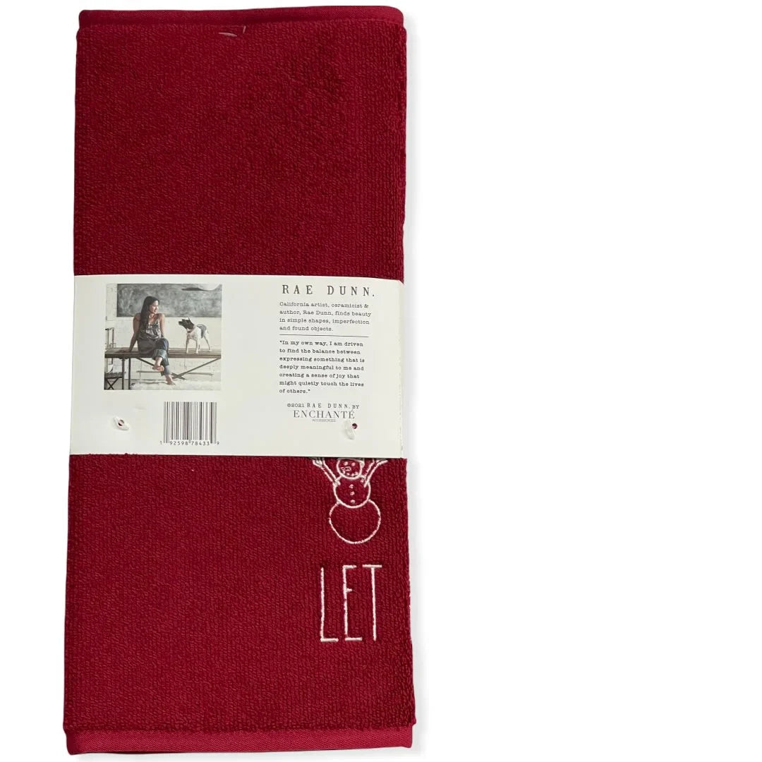 Rae Dunn Red LET IT SizeNOW Embroidered Dry Mats 16" x 20" - Sizeet of 2