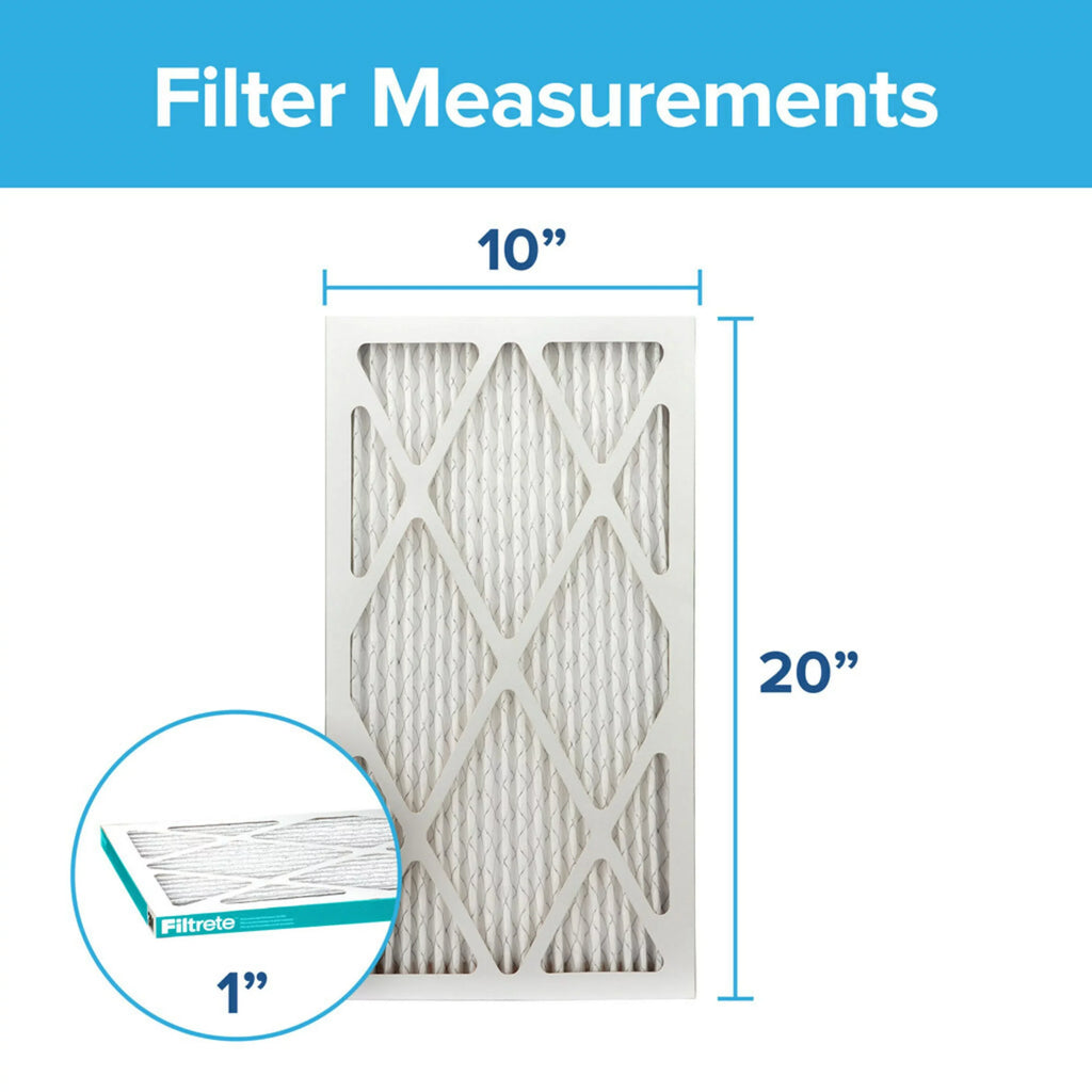 Filtrete by 3M 10x20x1, MERV 11, Allergen Reduction HVAC Furnace Air Filter, 1200 MPR, 4 Filters
