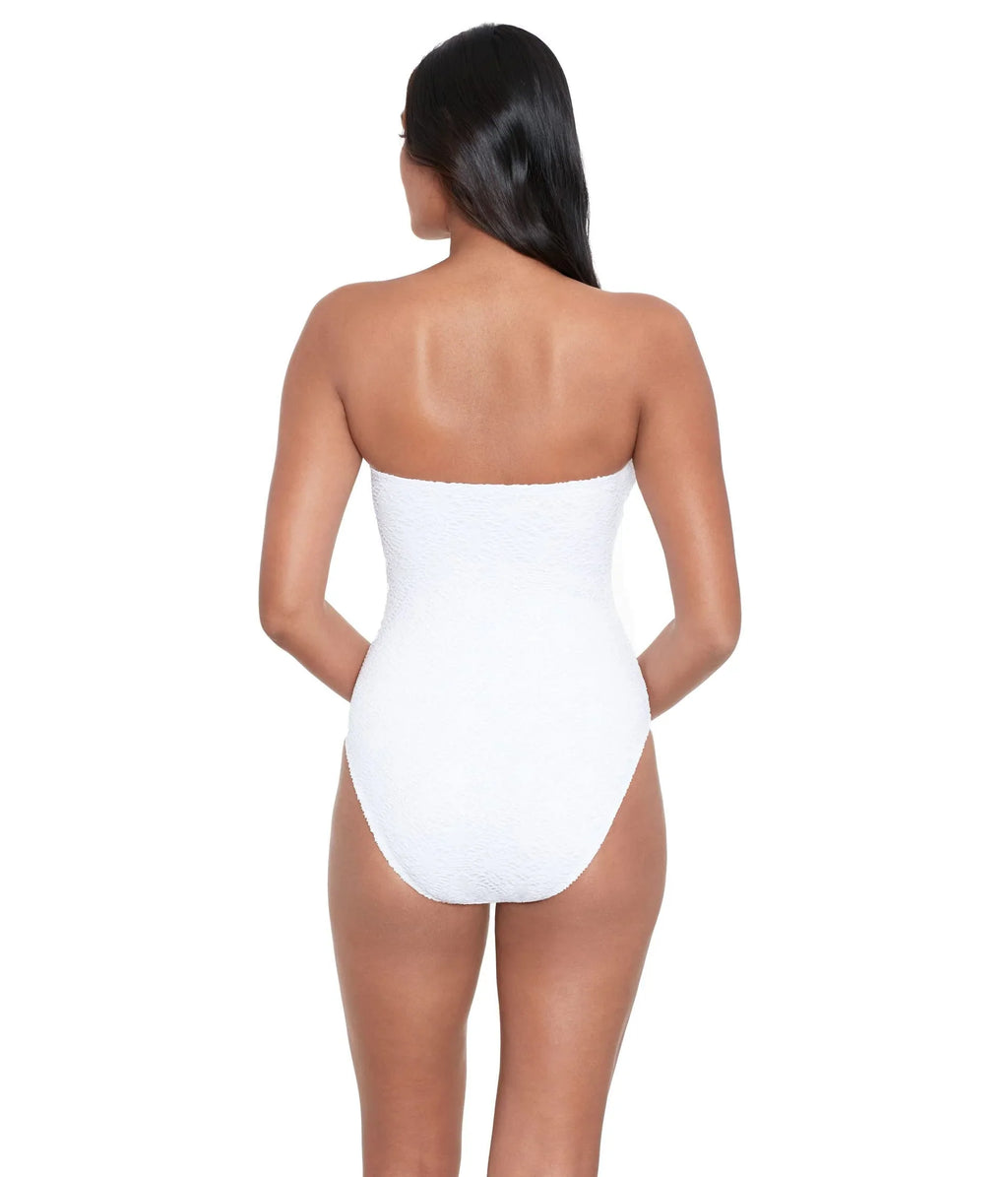 LAUREN Ralph Lauren Womens Crochet Ring Bandeau One-Piece Ivory 14