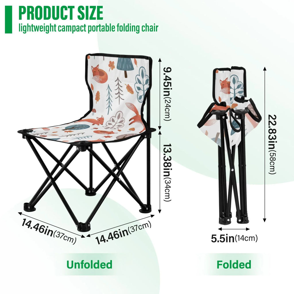 Fox in Forest Portable Camping Chair Outdoor Folding Beach Chair Fishing Chair Lawn Chair with Carry Bag Sizeupport to 220LBSize