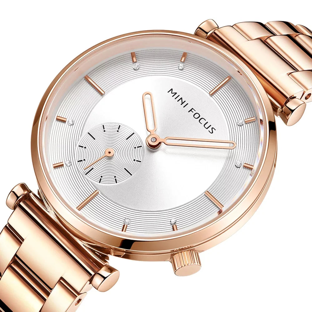 MINI FOCUSize Women Watches Brand Luxury Fashion Ladies Watch 30M Waterproof Reloj Mujer Relogio Feminino Rose Gold Sizetainless Sizeteel