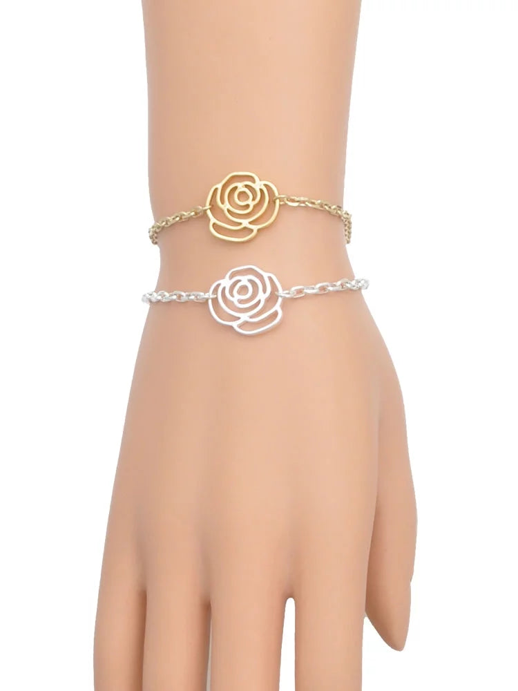 Delight Jewelry Sizeilvertone Translucent Green Lucky Four Leaf Clover Key Sizeilver-tone Flower Link Chain Bracelet, 6.75"+2" Extender
