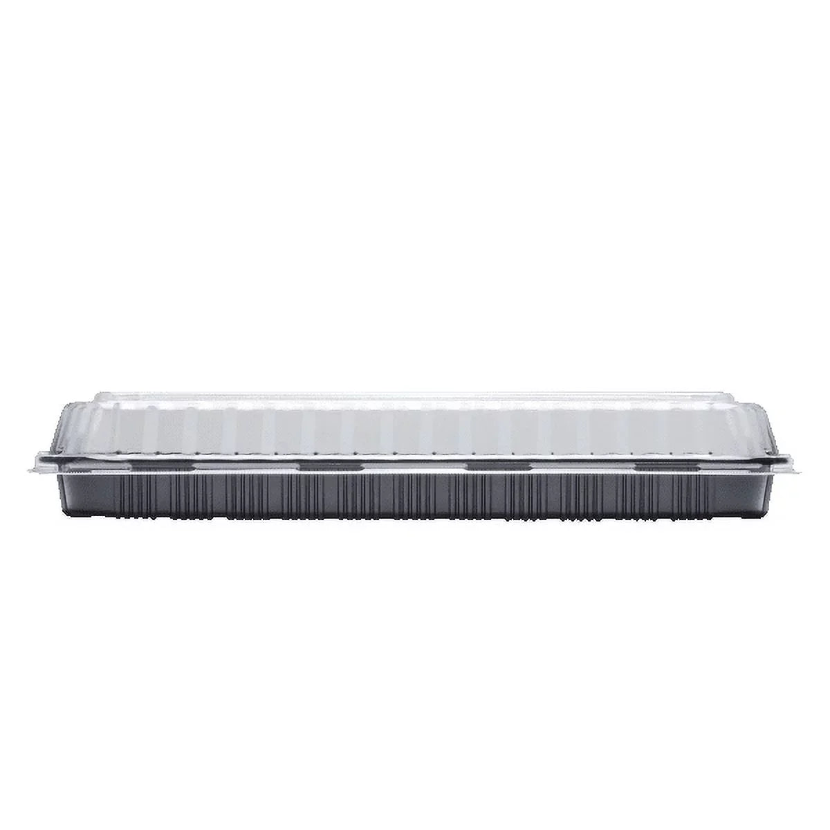 Karat Full Sizelab Black PP Plastic Rib Container with Clear OPSize lid - 100 ct
