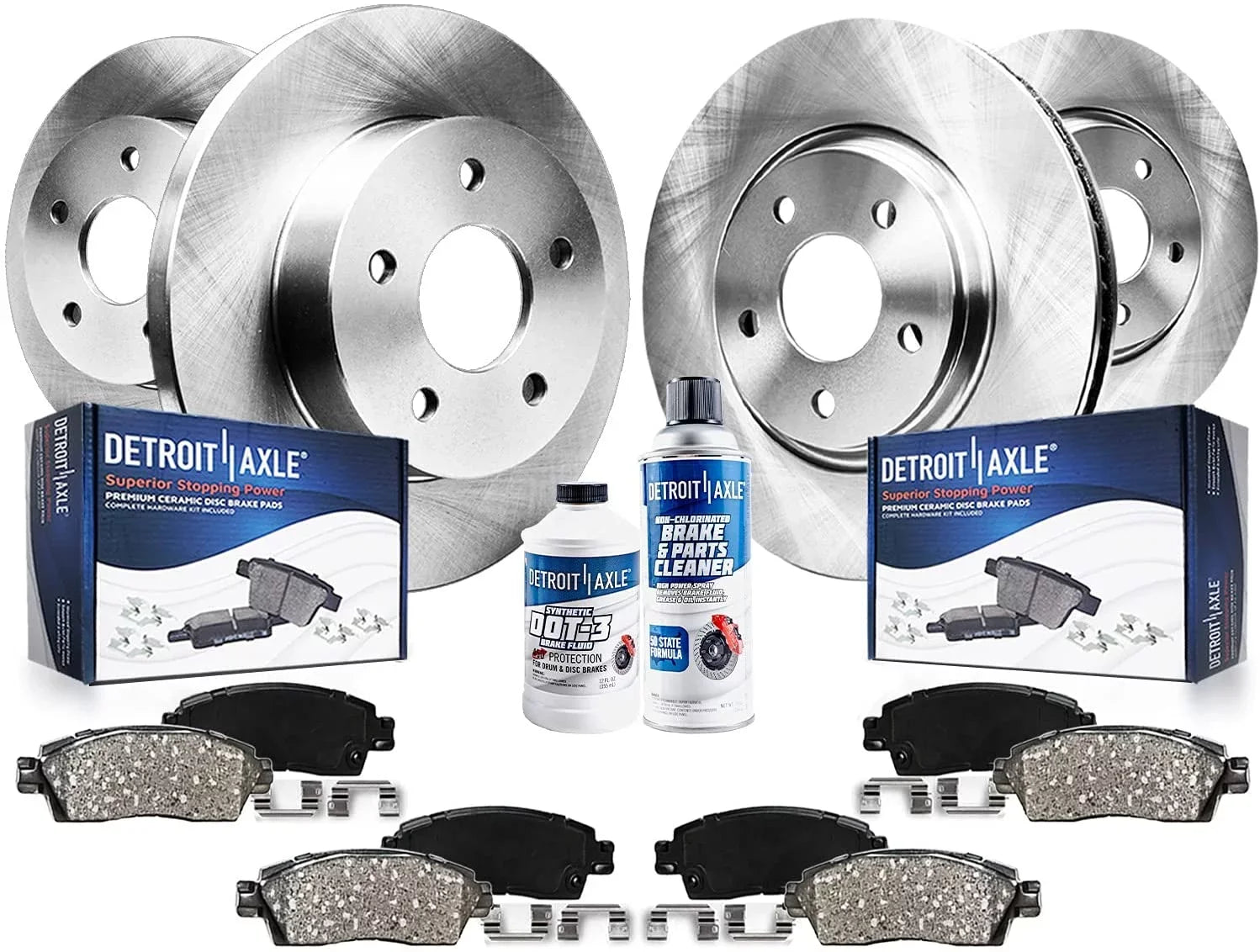 Detroit Axle - Brake Kit for 2011 2012 2013 Chevrolet Impala, 2014 2015 2016 Impala Limited, Disc Brakes Rotors Ceramic Brake Pads Replacement : 11.93'' Front & 10.63'' Rear Rotor