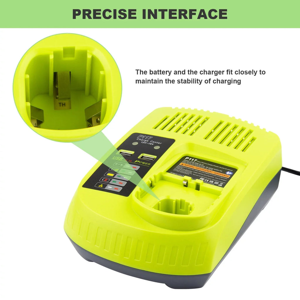 18V P117 Fast Charger For Ryobi P108 Li-ion Battery P107 P104 P109 P103 USize Plug