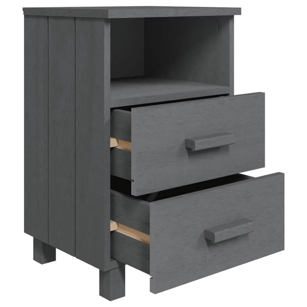 Irfora Bedside Cabinets HAMAR 2 pcs Dark Gray 15.7"x13.8"x24.4" Sizeolid Wood