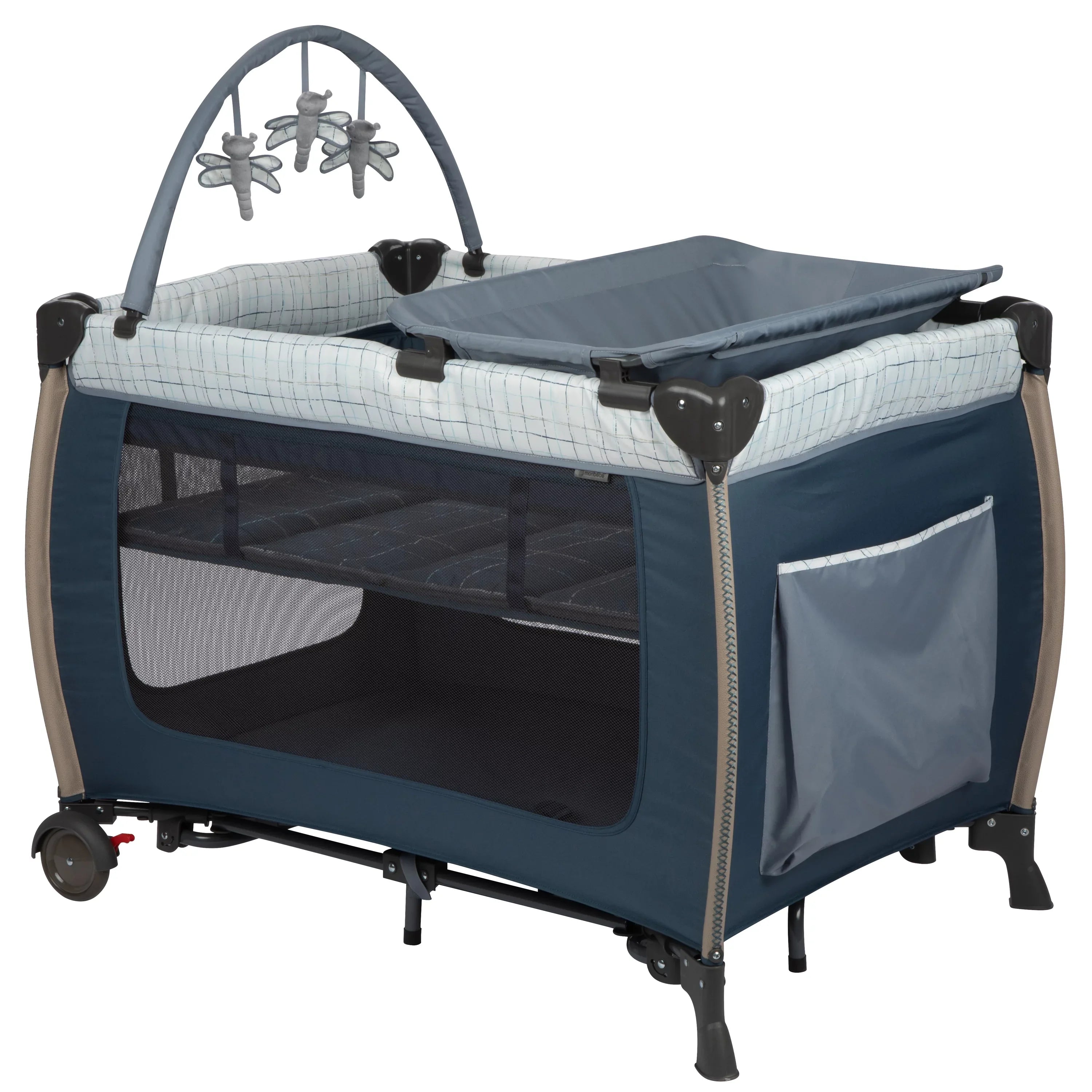 Monbebe Willow Rocking Play Yard with Full Sizeize Bassinet, Plaid