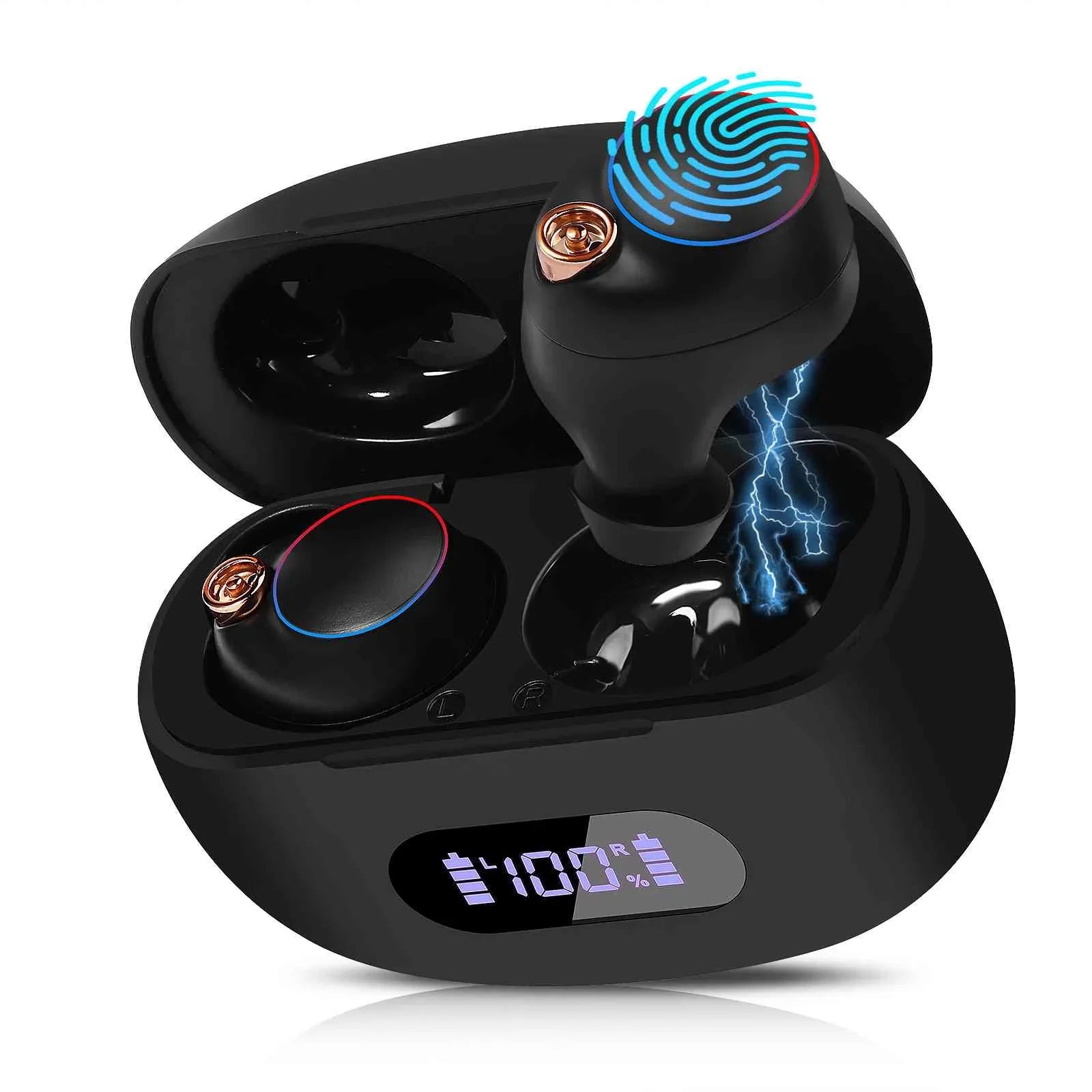 UrbanX True Wireless Bluetooth Earbuds + Charging Case, Black, Dual Connect, IPX5 Water Resistance, Bluetooth 5.2 Connection, Balanced, Bass Boost Compatible with Lenovo Legion Y700 (2023)