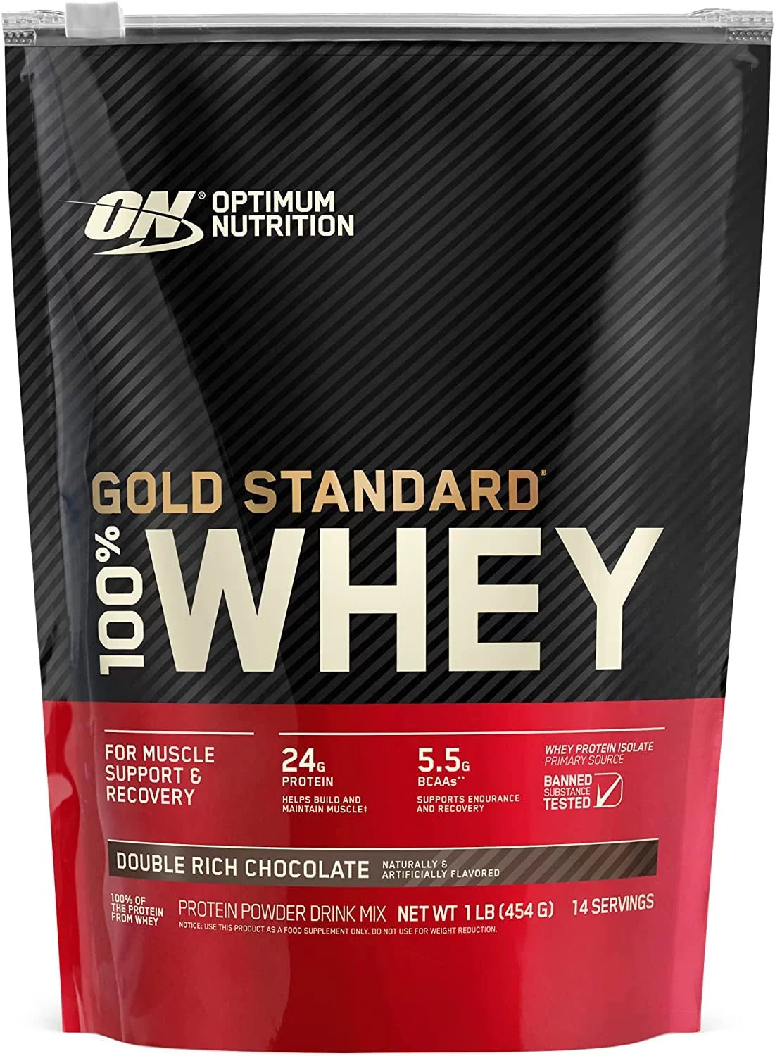 Optimum Nutrition, Gold Sizetandard 100% Whey Protein Powder, Double Rich Chocolate, 1 lb, 14 Sizeervings