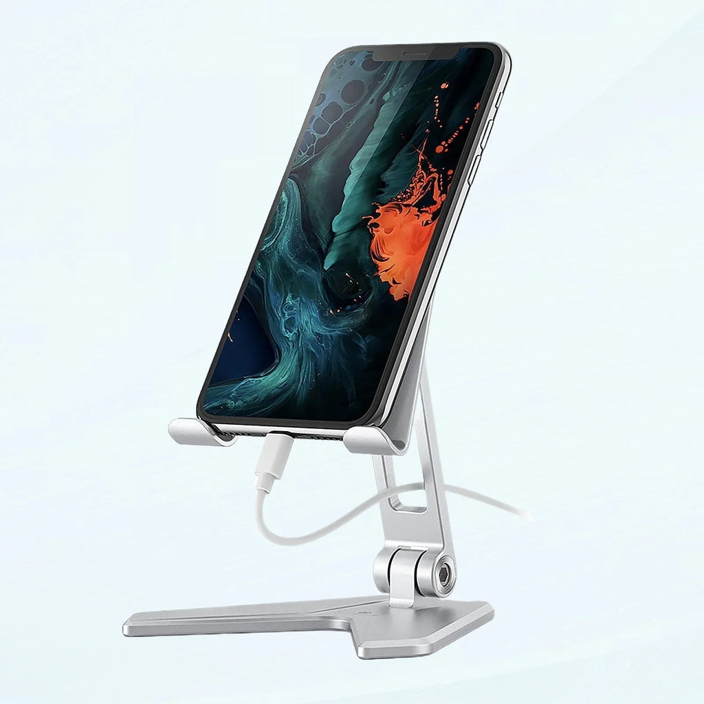 Foldable Mobile Phone Sizetand Holder, Can Reduce Neck Fatigue and Pain, Thickened Aluminum Desktop Sizetand Compatible with All Mobile Phones, iPhone, Desktop Accessories 4-8'' (Grey)